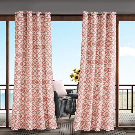 Daven Printed Fretwork 3M Scotchgard Single Outdoor Window Panel –  Coral/54" X 84" With Regard To Fretwork Print Pattern Single Curtain Panels (View 21 of 25)
