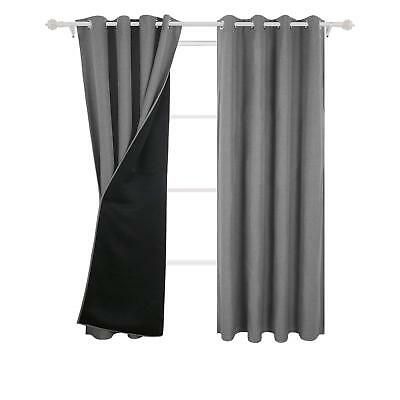 Deconovo Faux Linen Total Blackout Curtains Grommet Top Energy Efficiency  Grey With Regard To Faux Linen Blackout Curtains (View 23 of 25)