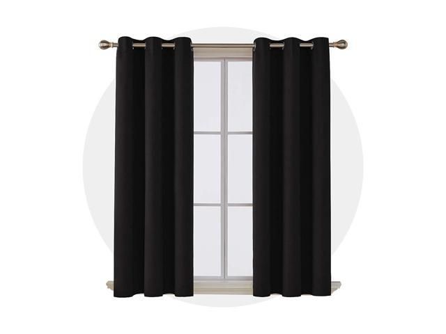 Deconovo Room Darkening Noise Reducing Thermal Insulated Grommet Window  Blackout Curtains For Living Room 2 Curtain Panels Pair Black 42X63 Inch – Intended For Insulated Thermal Blackout Curtain Panel Pairs (View 21 of 25)