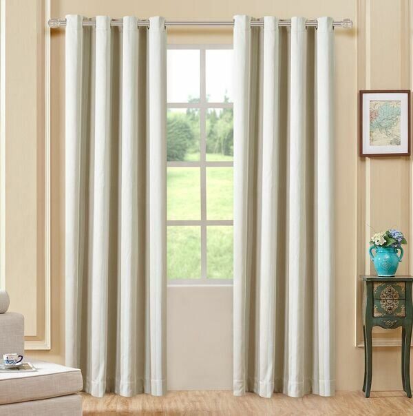 Details About Lyndale Decor Oxford Striped Blackout Grommet Single Curtain  Panel Cream Ivory Pertaining To Keyes Blackout Single Curtain Panels (View 15 of 25)