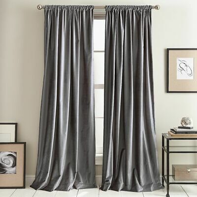 Dkny 50" X 84" Window Panels Modern Knotted Velvet Charcoal Pair L96246 |  Ebay Inside Knotted Tab Top Window Curtain Panel Pairs (View 16 of 25)