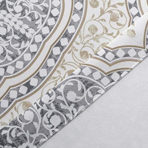 Driftaway Adrianne Thermal And Room Darkening Grommet Unlined Window  Curtains Set Of 2 Panels Each 52 Inch84 Inch Beige And Gray Intended For Pastel Damask Printed Room Darkening Grommet Window Curtain Panel Pairs (View 22 of 25)