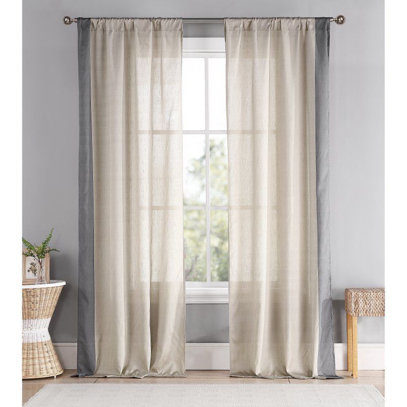Duck River Thirza Striped Pole Top Curtain Panel Pair Taupe Regarding Pairs To Go Victoria Voile Curtain Panel Pairs (View 22 of 25)
