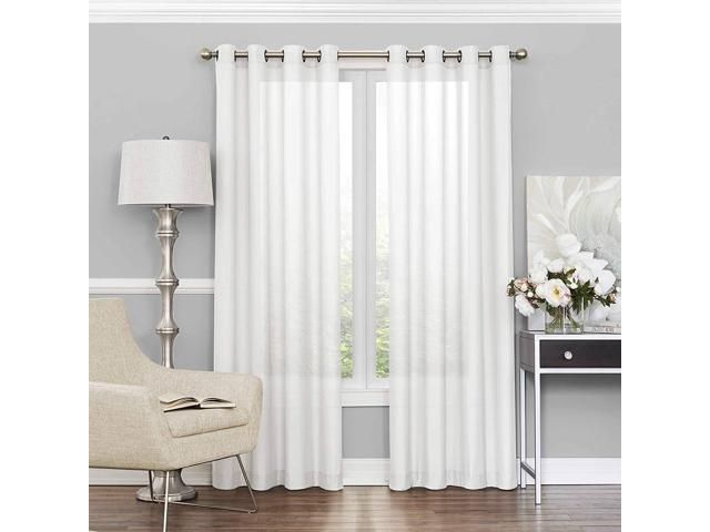 Eclipse 15458052095Whi Liberty 52 Inch95 Inch Light Filtering Single  Sheer Curtain Panel, White – Newegg With Light Filtering Sheer Single Curtain Panels (View 10 of 25)