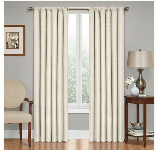 Eclipse Curtains Kendall Blackout Energy Efficient Curtain Panel 42"x63"  Ivory Regarding Eclipse Corinne Thermaback Curtain Panels (View 14 of 25)