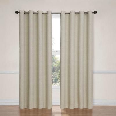 Eclipse Dane Blackout String Beige Curtain Panel, 84 In For Hayden Grommet Blackout Single Curtain Panels (View 21 of 25)