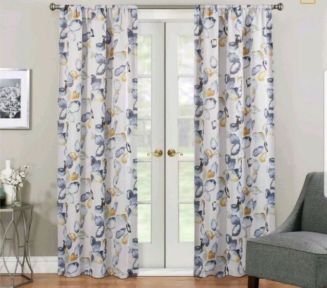 Eclipse Paige Panel Blackout Curtain Panel 37 X 63 Yellow Blue Grey Set Of 2 With Eclipse Newport Blackout Curtain Panels (View 22 of 25)