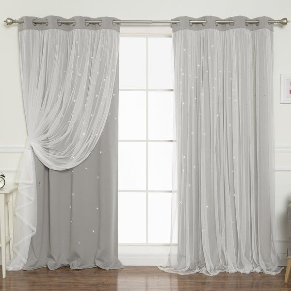 Efird Tulle Overlay Star Cut Out Blackout Thermal Grommet Pertaining To Bethany Sheer Overlay Blackout Window Curtains (View 25 of 25)