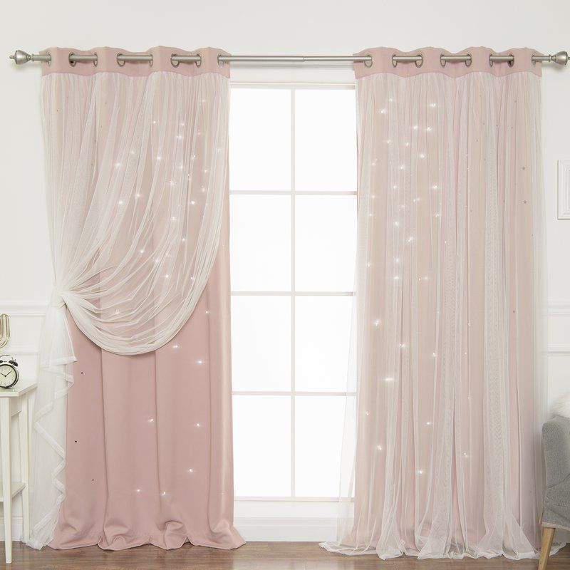 Efird Tulle Overlay Star Cut Out Blackout Thermal Grommet Pertaining To Star Punch Tulle Overlay Blackout Curtain Panel Pairs (View 10 of 25)