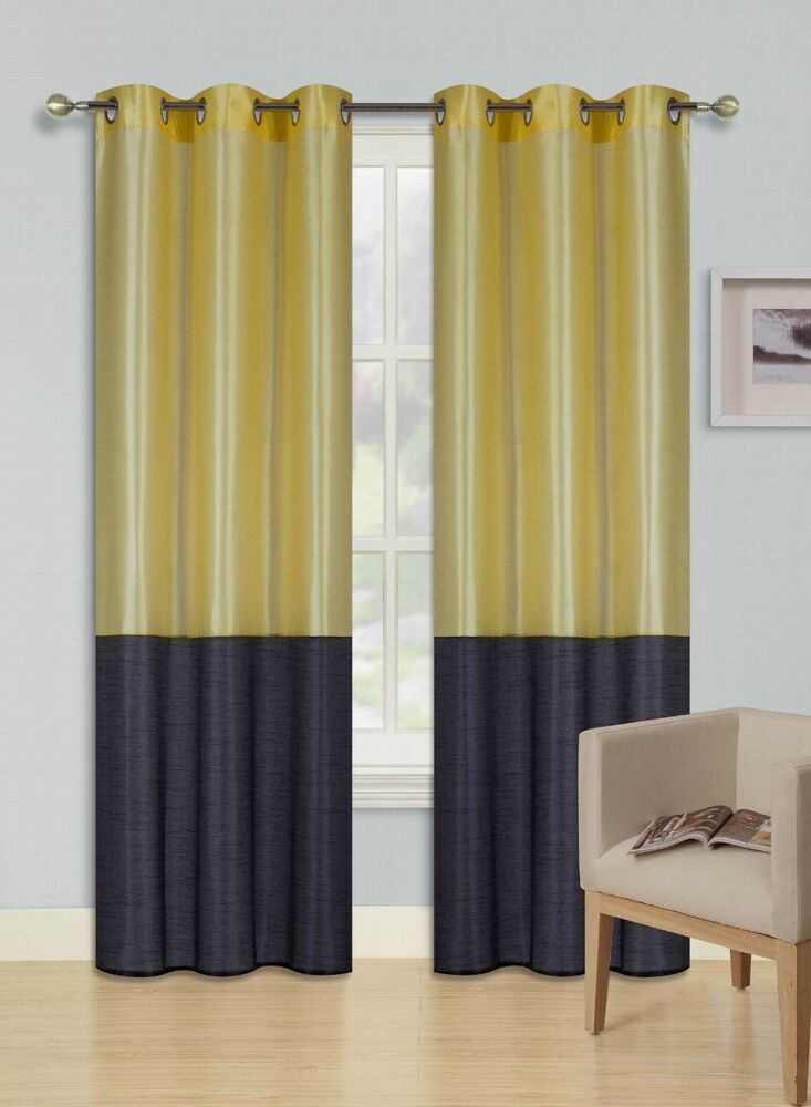 Eid Yellow Black Insulated Lined Blackout Grommet Window With Insulated Blackout Grommet Window Curtain Panel Pairs (View 8 of 25)