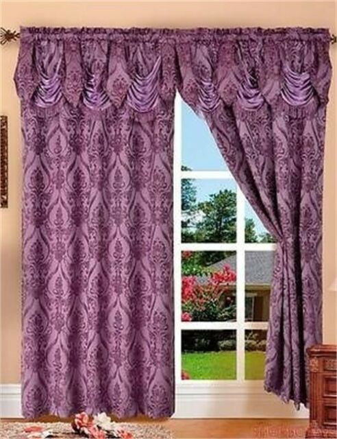 Elegant Comfort Penelopie Jacquard Look Curtain Panels, 5484 Inch,  Purple, Set Of 2 With Regard To Elegant Comfort Luxury Penelopie Jacquard Window Curtain Panel Pairs (View 1 of 25)