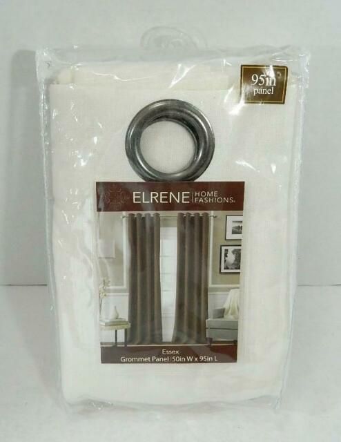 Elrene Home Fashions White Essex Textured Linen Grommet Curtain Panel Nwt  95" A2 In Oakdale Textured Linen Sheer Grommet Top Curtain Panel Pairs (View 7 of 27)