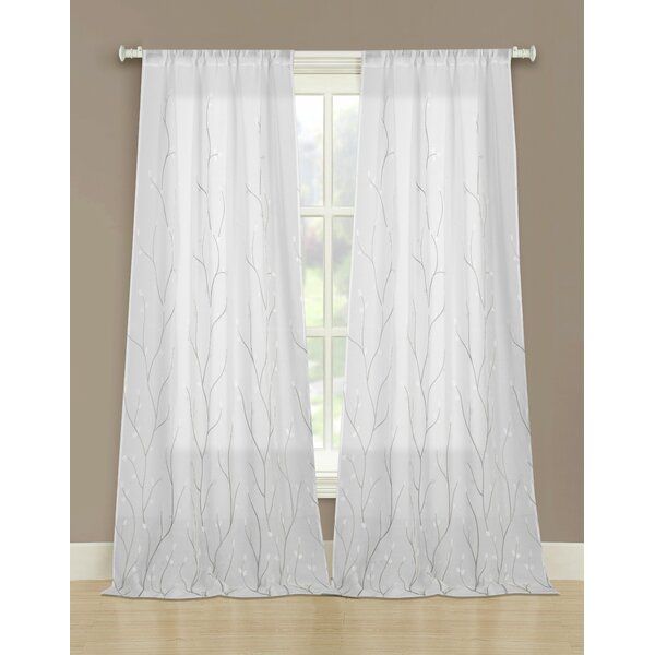 Embroidered Curtains | Wayfair Regarding Ofloral Embroidered Faux Silk Window Curtain Panels (View 7 of 25)