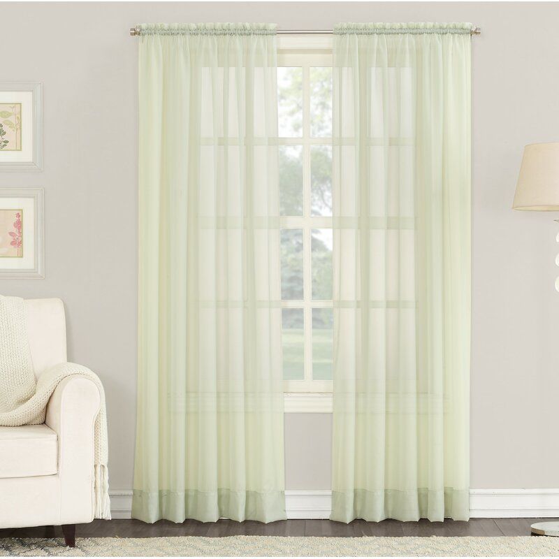 Emily Solid Color Sheer Rod Pocket Window Single Curtain Panel Intended For Emily Sheer Voile Solid Single Patio Door Curtain Panels (View 5 of 25)