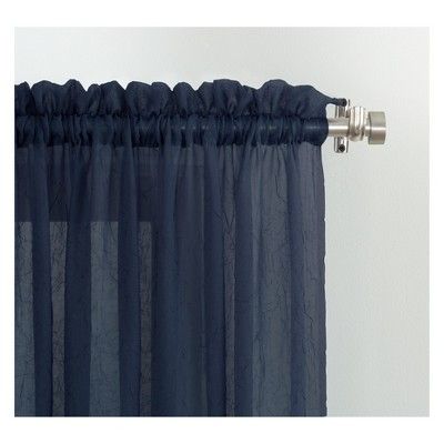 Erica Crushed Sheer Voile Rod Pocket Curtain Panel Navy 51 In Erica Crushed Sheer Voile Grommet Curtain Panels (View 17 of 25)