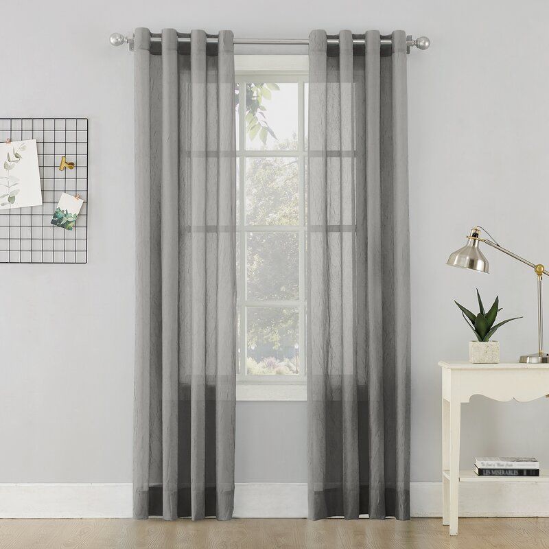 Erica Sheer Grommet Single Curtain Panel Throughout Andorra Watercolor Floral Textured Sheer Single Curtain Panels (View 24 of 25)