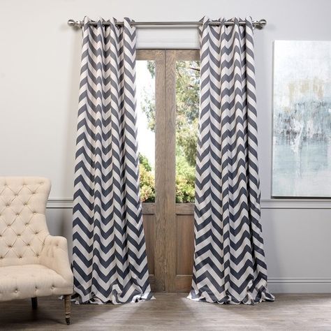 Exclusive Fabrics Fez Grey/tan Grommet Top Blackout Curtain With Essentials Almaden Fretwork Printed Grommet Top Curtain Panel Pairs (View 24 of 25)