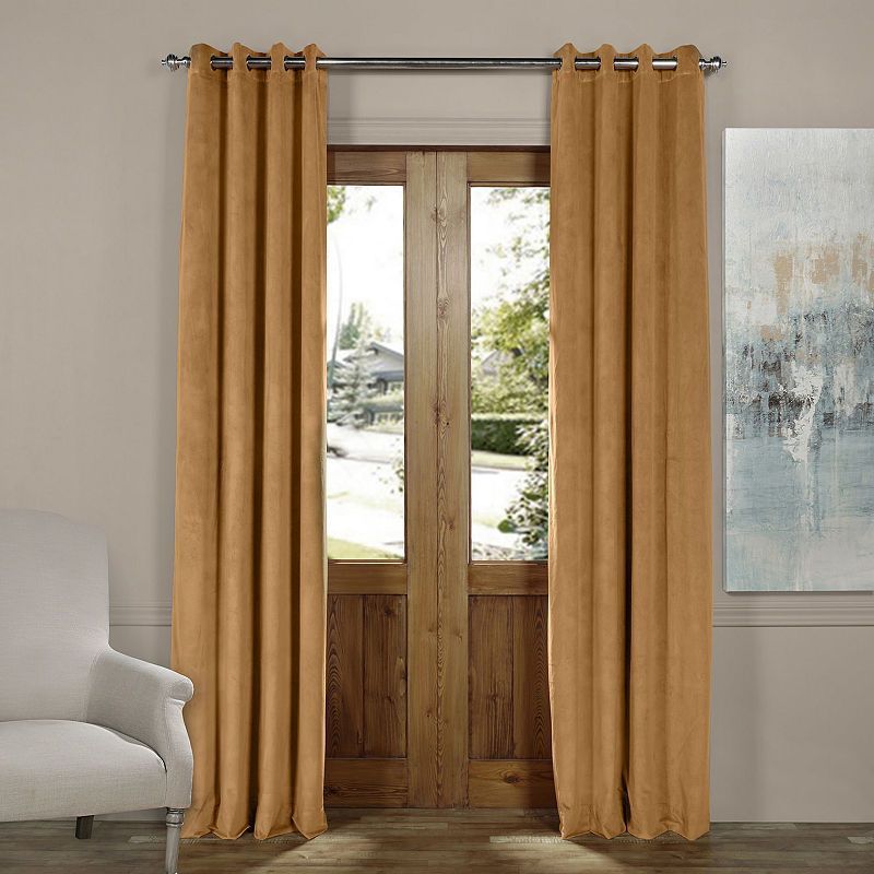 Exclusive Fabrics & Furnishing Signature Grommet Top In Signature Ivory Velvet Blackout Single Curtain Panels (View 13 of 25)