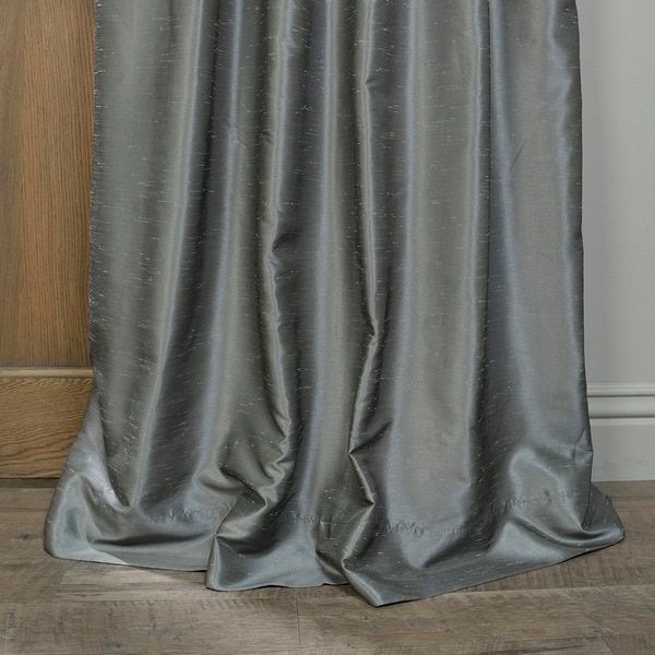 Exclusive Fabrics Storm Grey Vintage Faux Textured Dupioni In Storm Grey Vintage Faux Textured Dupioni Single Silk Curtain Panels (View 17 of 25)