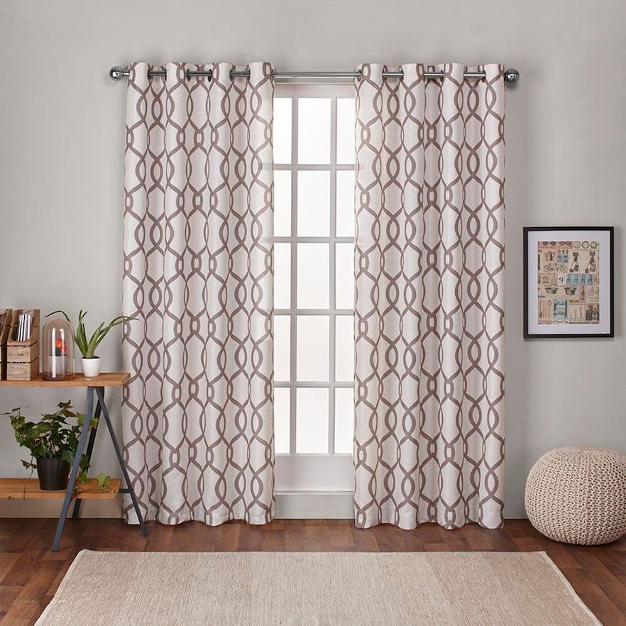 Exclusive Home 2 Pack Kochi Linen Blend Grommet Top Window With Primebeau Geometric Pattern Blackout Curtain Pairs (View 3 of 25)