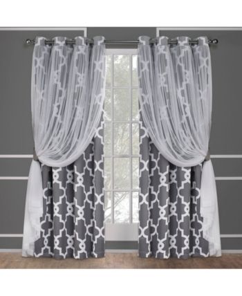 Exclusive Home Alegra Layered Geometric Blackout And Sheer Pertaining To Penny Sheer Grommet Top Curtain Panel Pairs (View 23 of 25)