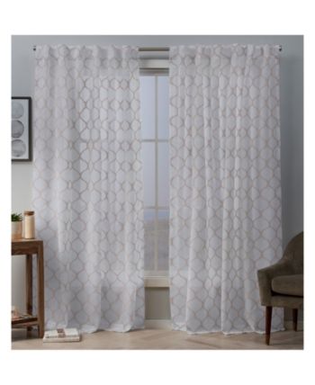 Exclusive Home Bradford Sheer Woven Ogee Embellished Hidden With Regard To Essentials Almaden Fretwork Printed Grommet Top Curtain Panel Pairs (View 15 of 25)