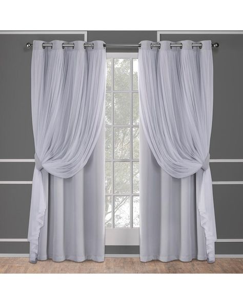 Exclusive Home Catarina Layered Solid Blackout And Sheer With Solid Grommet Top Curtain Panel Pairs (View 2 of 25)