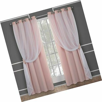 Exclusive Home Curtains Catarina Layered Solid Blackout And Sheer Window  Curt | Ebay For Catarina Layered Curtain Panel Pairs With Grommet Top (View 3 of 25)