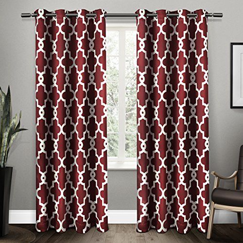 Exclusive Home Curtains Ironwork Sateen Woven Blackout Thermal Grommet Top  Window Curtain Panel Pair, Burgundy, 52X84 Pertaining To Thermal Woven Blackout Grommet Top Curtain Panel Pairs (View 21 of 25)