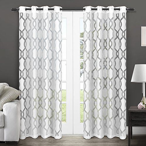 Exclusive Home Curtains Rio Burnout Sheer Grommet Top Window Curtain Panel  Pair, Winter White, 54X96 Intended For Penny Sheer Grommet Top Curtain Panel Pairs (View 13 of 25)