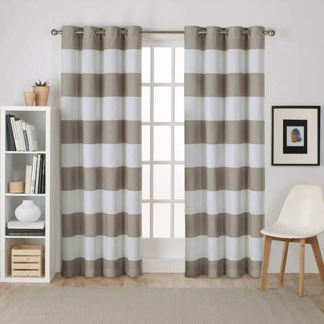 Exclusive Home Curtains Surfside Cabana Stripe Cotton Window Curtain Panel  Pair Within Tassels Applique Sheer Rod Pocket Top Curtain Panel Pairs (View 2 of 25)