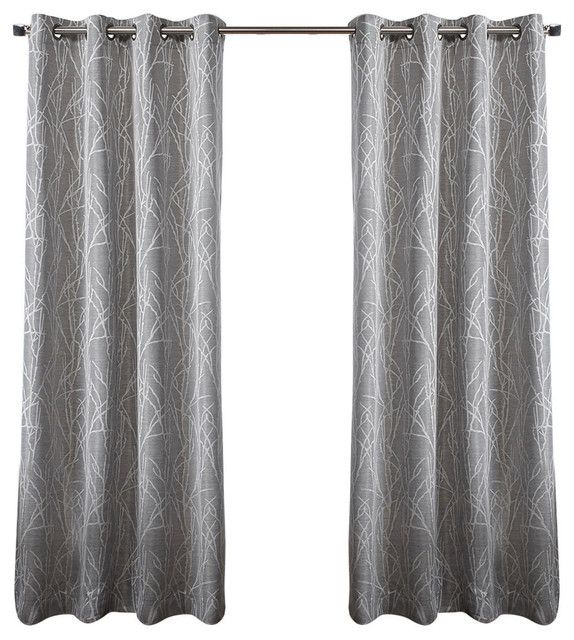 Exclusive Home Finesse Grommet Top 96 Inch Curtain Panel, Set Of 2, Ash Grey Within Forest Hill Woven Blackout Grommet Top Curtain Panel Pairs (View 16 of 25)