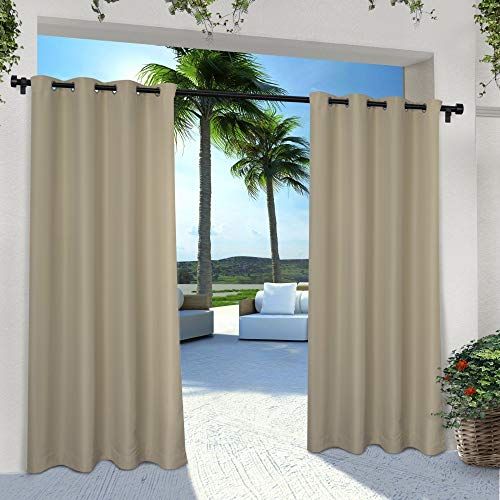 Exclusive Home Indoor/outdoor Solid Cabana Grommet Top Curtain Panel Pair, 2 Within Ocean Striped Window Curtain Panel Pairs With Grommet Top (View 16 of 25)