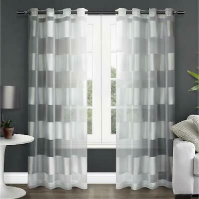 Exclusive Home Navaro Striped Sheer Grommet Top Curtain Panel Pair, Winter  642472008810 | Ebay Regarding Penny Sheer Grommet Top Curtain Panel Pairs (View 4 of 25)