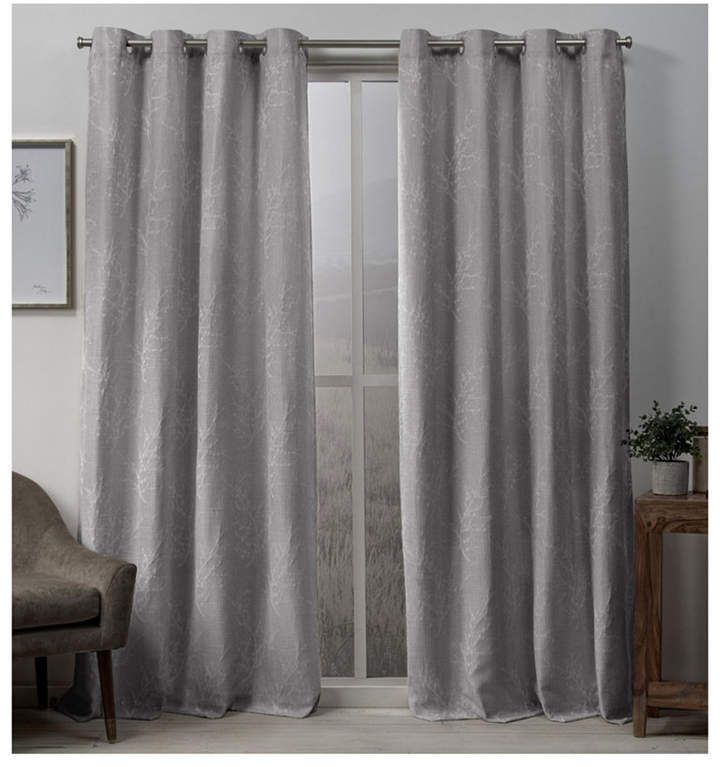 Exclusive Home Stanton Branch Textured Grommet Top 54" X 96" Curtain Panel  Pair Inside Oakdale Textured Linen Sheer Grommet Top Curtain Panel Pairs (View 11 of 27)