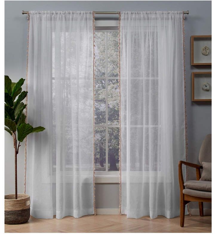 Exclusive Home Tassels Embellished Sheer Rod Pocket Curtain Panel Pair With Belgian Sheer Window Curtain Panel Pairs With Rod Pocket (View 13 of 25)