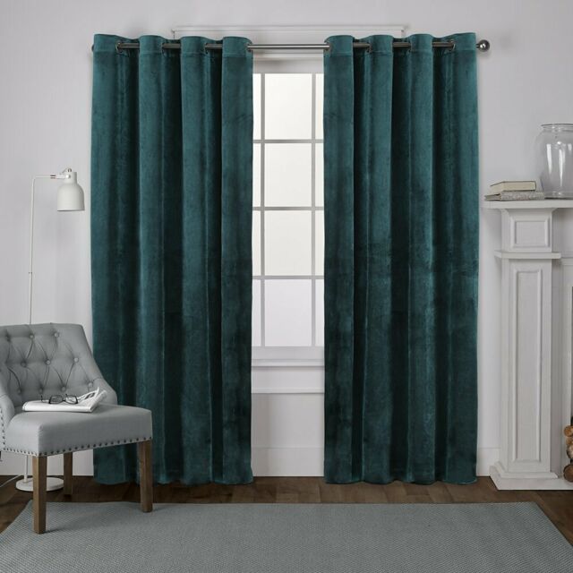 Exclusive Home Velvet Heavyweight Grommet Top Curtain Panel Pair, Teal,  54X84 In Thermal Textured Linen Grommet Top Curtain Panel Pairs (View 4 of 24)