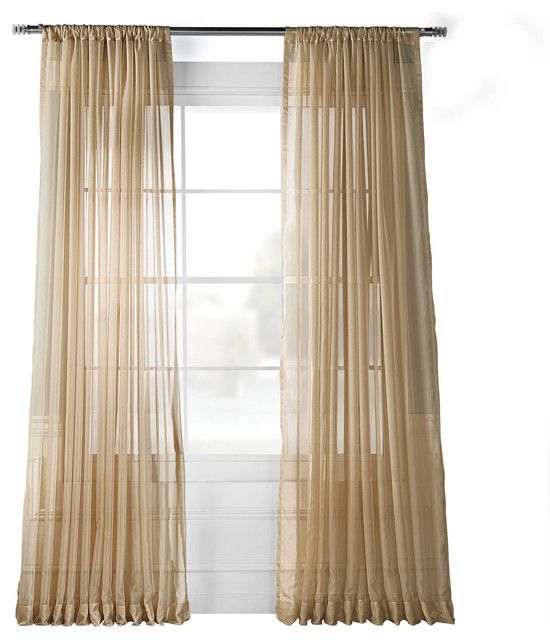 Extra Wide Solid Soft Tan Voile Poly Sheer Curtain Single Panel, 100W X 120L Throughout Signature Extrawide Double Layer Sheer Curtain Panels (View 4 of 25)