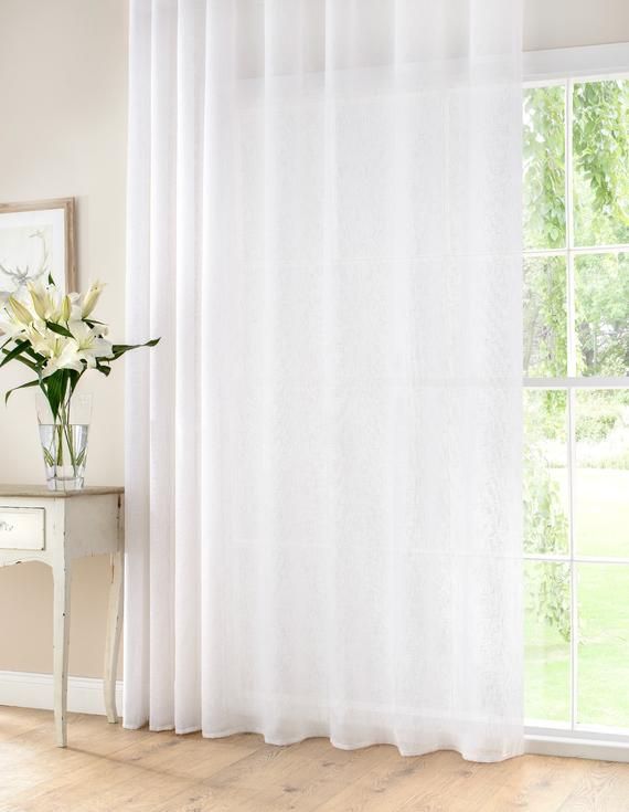 Extra Wide White Linen Rich Semi Sheer Voile Curtain Panel Ready Made &  Custom Sizes Available For Extra Wide White Voile Sheer Curtain Panels (View 2 of 25)