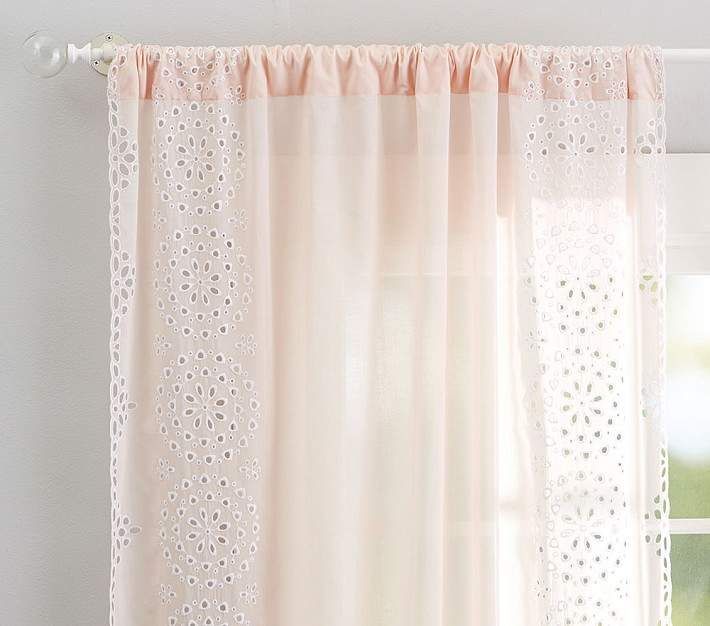 Eyelet Border Sheer Panel, 44 X 63", Blush | Products In For Kida Embroidered Sheer Curtain Panels (View 3 of 25)