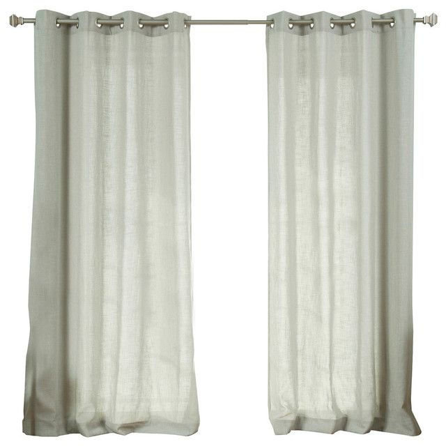 Faux Linen Blend Curtain Panel, Set Of 2 In Montpellier Striped Linen Sheer Curtains (View 25 of 25)