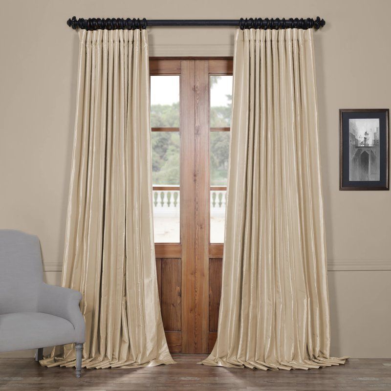 Faux Silk Extra Wide Taffeta Blackout Single Curtain Panel Pertaining To Faux Silk Extra Wide Blackout Single Curtain Panels (View 3 of 25)