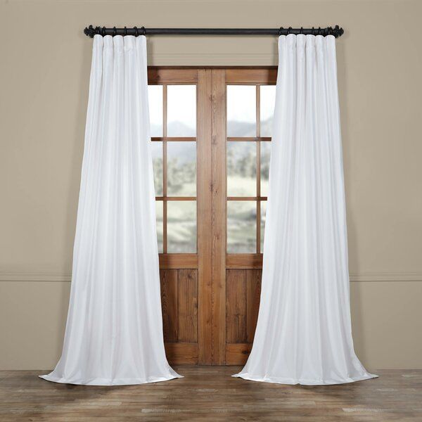 Faux Silk White Curtains | Wayfair Intended For Ofloral Embroidered Faux Silk Window Curtain Panels (View 13 of 25)