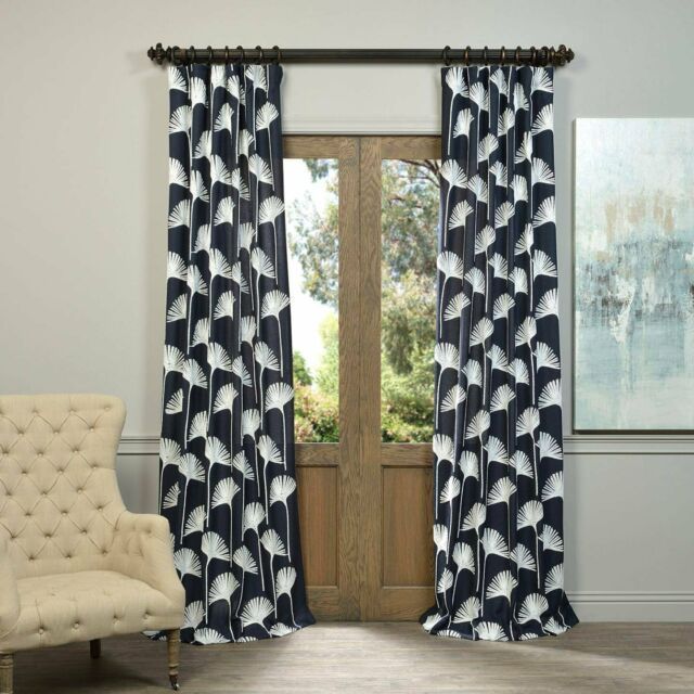 Felch Slwe3955B 108 Embroidered Faux Linen Sheer Curtain, Plume Navy, 50" X  108" In Ombre Faux Linen Semi Sheer Curtains (View 15 of 25)