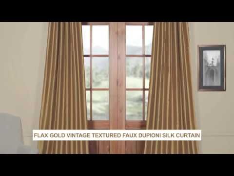Flax Gold Vintage Textured Faux Dupioni Silk Curtain Within Flax Gold Vintage Faux Textured Silk Single Curtain Panels (View 7 of 25)