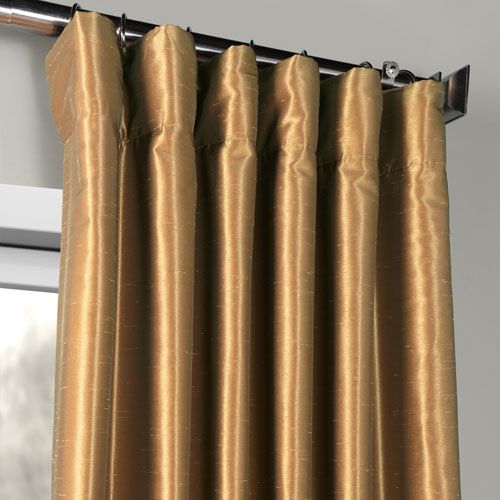 Flax Gold Vintage Textured Faux Dupioni Silk Single Panel Curtain, 50 X 108 For Flax Gold Vintage Faux Textured Silk Single Curtain Panels (View 10 of 25)