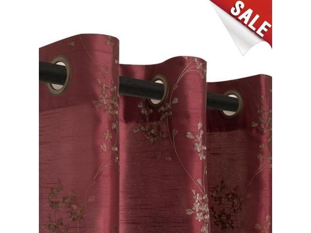 Floral Embroidered Semi Sheer Curtains For Living Room 95 Inches Long  Embroidery Curtain Panels For Bedroom Faux Silk Window Treatment Set  Grommet Top Within Ofloral Embroidered Faux Silk Window Curtain Panels (View 10 of 25)