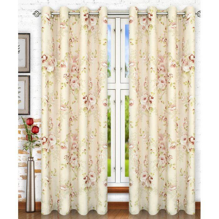 Forres Lined Top Nature/floral Semi Sheer Grommet Single Curtain Panel Within Lined Grommet Curtain Panels (View 16 of 25)