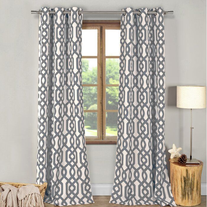 Fretwork Geometric Blackout Grommet Curtain Panels Within Fretwork Print Pattern Single Curtain Panels (View 9 of 25)