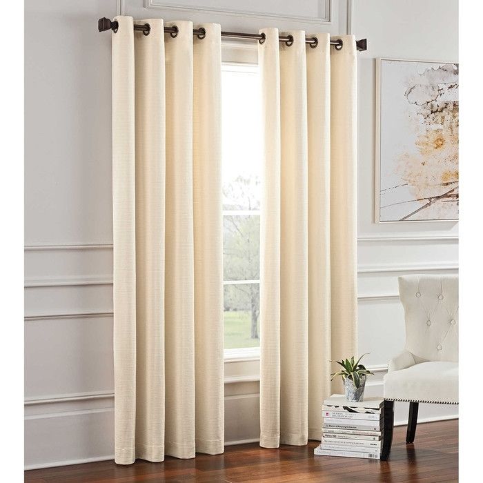 Garland 95" Lined Grommet Top Room Darkening Curtain Panel Ivory Regarding Lined Grommet Curtain Panels (View 25 of 25)